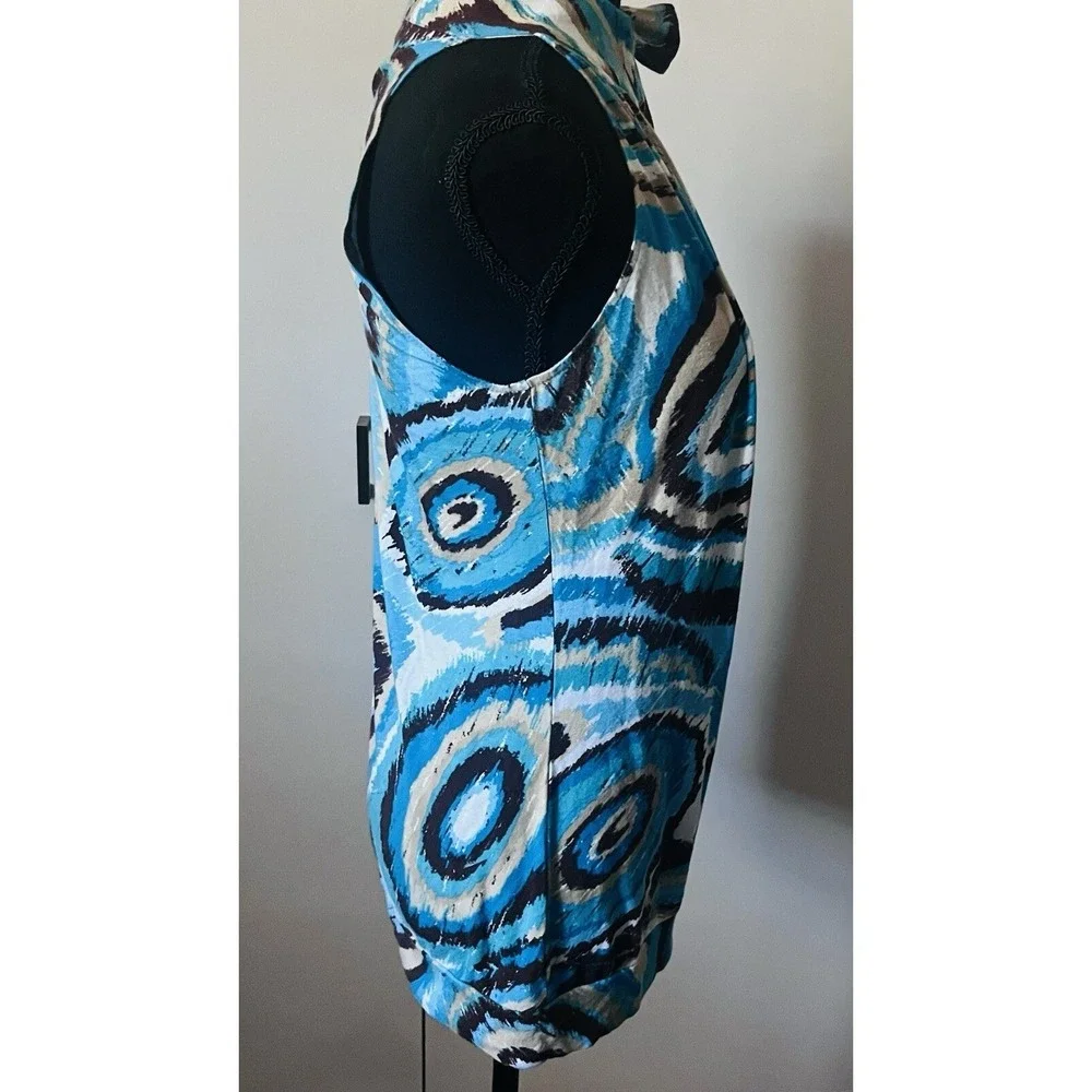 Michael Kors Blue Abstract Halter Top Women's Medium Resort Coastal Vacation